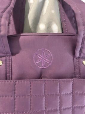 Quilted Purple Women's Tote Bag with Floral Stitch Detail